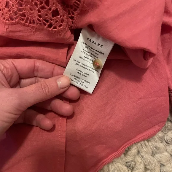 Sezane Rym Blouse - Rosewood Pink Lace Long Sleeve Blouse - Picture 7 of 8